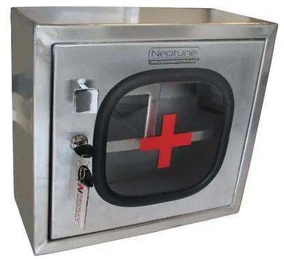 Steel SS First Aid Box, Color : silver