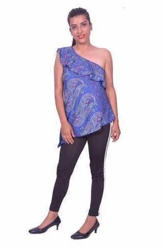 One Shoulder Printed Top, Size : Small, Medium, Large, XL