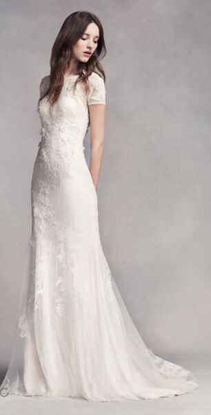 White by Vera Wang Short Sleeve Lace Wedding Dress