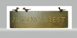 Square Brass Name Plate, Color :  Gold