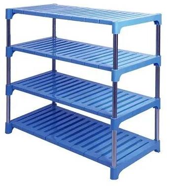 Blue Storage Plastic Shelves Rack, for Home, Size : 72X33X60 cm
