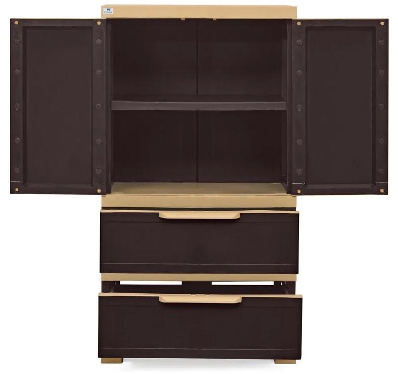 Plastic storage cabinet, Color : Brown Beige
