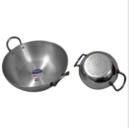 Flat Base Steel Polish Kadai