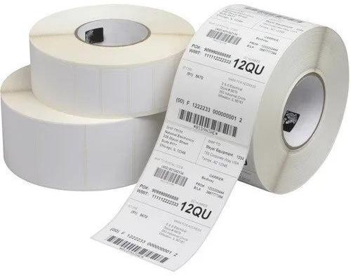 Plain Glossy Lamination Paper 100x50mm Barcode Label, Packaging Type : Roll