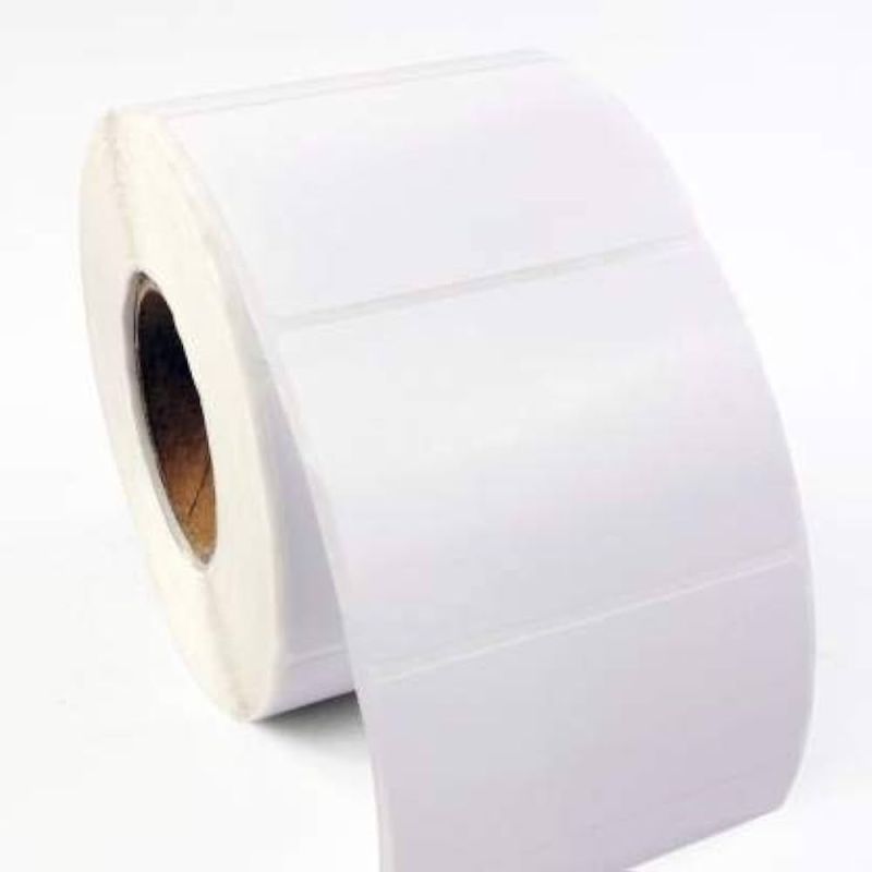 Rectangular White Plain Glossy Lamination Paper 70x80mm Barcode Label, Packaging Type : Roll