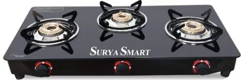 Rectangular Three Burner Gas Stove, for Domestic, Ignition Type : Manual