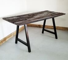 Metal Recycled Railroad Wood Table, Color : Black