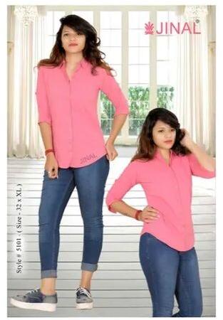 Jinal Ladies Shirts, Pattern : Plain