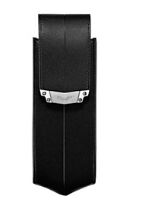 BLACK LEATHER VERTICAL CASE WITH STAINLESS STEEL