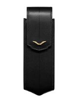 BLACK LEATHER VERTICAL CASE WITH YELLOW GOLD