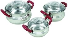 stainless steel cookware set with glass lids