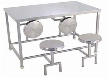 Rectangular Stainless Steel Dining Table, for Canteen, Restaurant, Hotel, Seating Capacity : 4 Seater