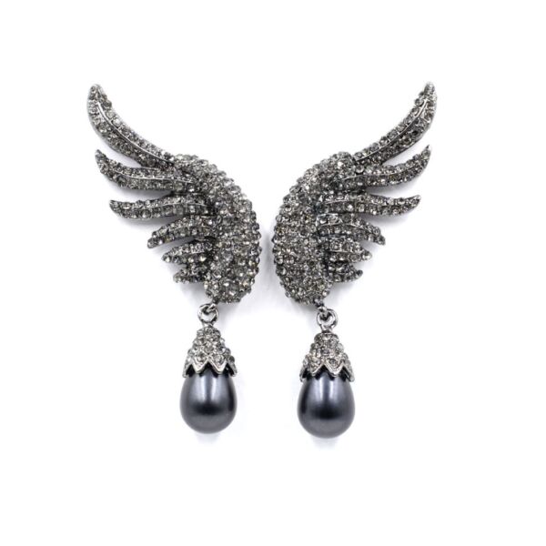 Wing Shaped with Pearl Hanging Earrings