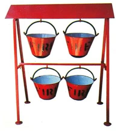 Paint Coated Mild Steel Fire Bucket Stand, Color : Red