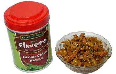 Flavero Green Chilli Pickle, Packaging Type : Jar