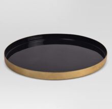 Metal Decorative Round serving enamelled black and gold light wight Tray