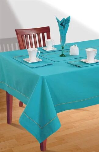 Blue Cotton Table Cloth, Pattern : Plain