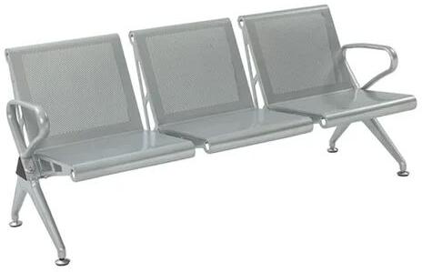 Silver Stainless Steel 3 Seater Waiting Chair