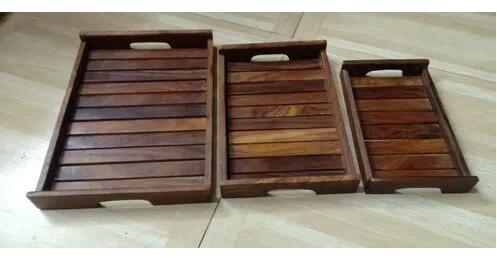 Wooden Tray, Shape : Rectangular