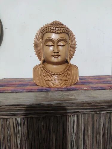 Brown Wooden Buddha Head Statue, Size : 4Inches