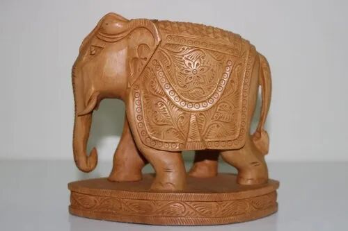 Wooden Trunk Down Carved Elephant, Size : 6 Inch