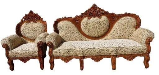Brown Wooden Carved Sofa Set