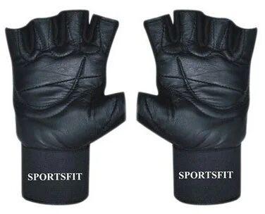 Leather Gym Gloves, Size : Medium Large