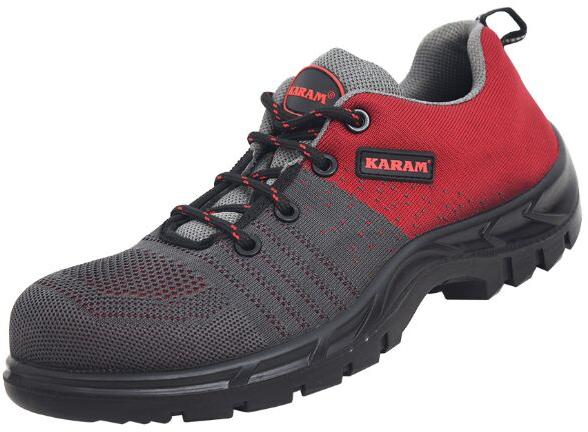 Flytex Red and Grey Sporty Safety Shoes