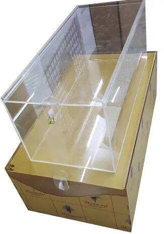 Transparent Rectangular Acrylic Donation Box, Dimension : 4x3x3 Feet