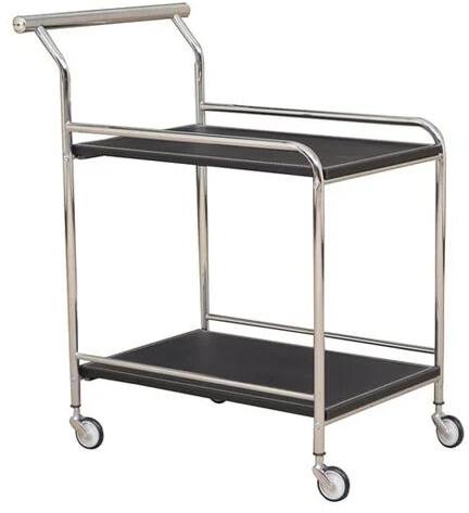 Stainless Steel Serving Trolley, Color : Silver