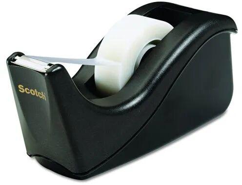 Plastic Scotch Tape Dispenser, for Office, Color : Black