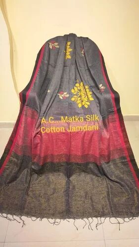 Matka silk cotton jamdani saree, Saree Length : 6.5m with blouse piece