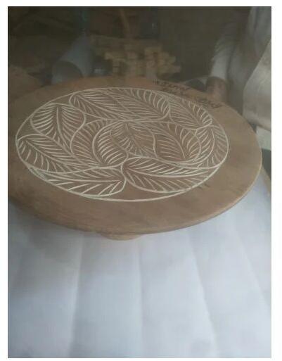 Round Wood Cake Plate, Size : Medium