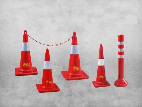 Clonical Plastic Traffic Cones, Color : Red