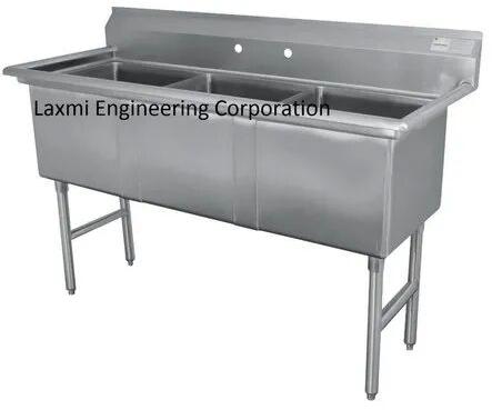 Stainless Steel Three Sink Unit, Shape : Rectangle