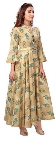 A-Line Floral Printed Kurti, Size : Extra Large