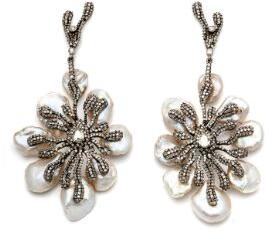 Diamond Pearl Tree Earrings