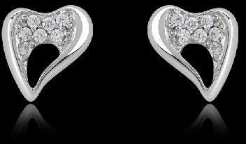 925 Sterling Silver Earrings - Glitzy Heart Earrings