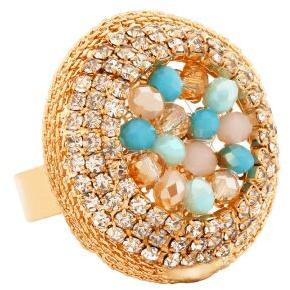 Aqua Beaded Ring