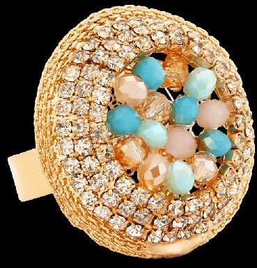 Yazuri Anello Aqua Beaded Ring