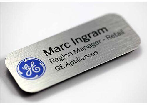 Modi Graphic Silver Corporate Name Badge, Feature : LED Flashing, Magnetic