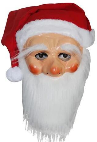 Plastic Cotton Santa Face Mask, Color : Red White