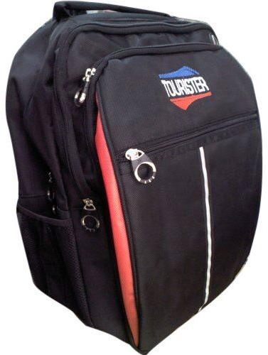 Plain Polyester Tourist Backpack, Color : Black