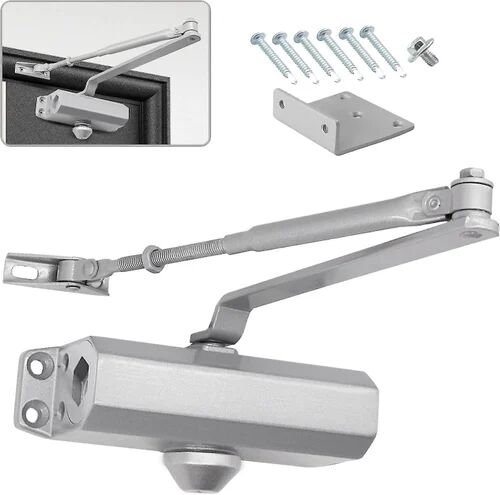 Stainless Steel Hydraulic Door Closer, Color : Silver