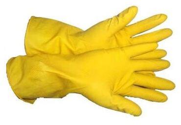 Yellow Rubber Hand Gloves, for Hospitals, Household, Industrial, Labs, Size : M, XL