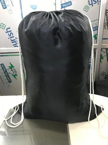 Vrinda Black Nylon Fabric Laundry Bag, Pattern : Plain