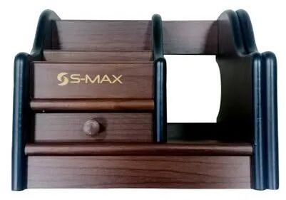 S-max Brown Bamboo Pen Stand, For Office, Packaging Type : Box