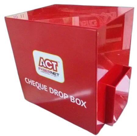 Red Rectangular Acrylic Cheque Drop Box