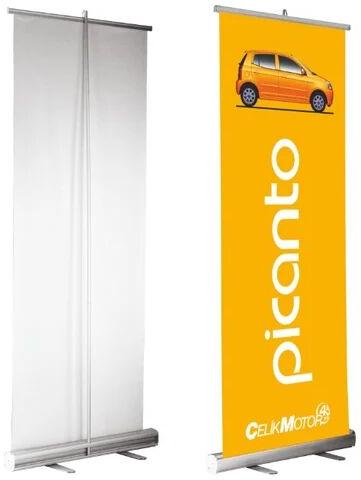 Silver Aluminum Pvc Flex Material Promotional Roll Up Standee, Size : 3x6 Ft