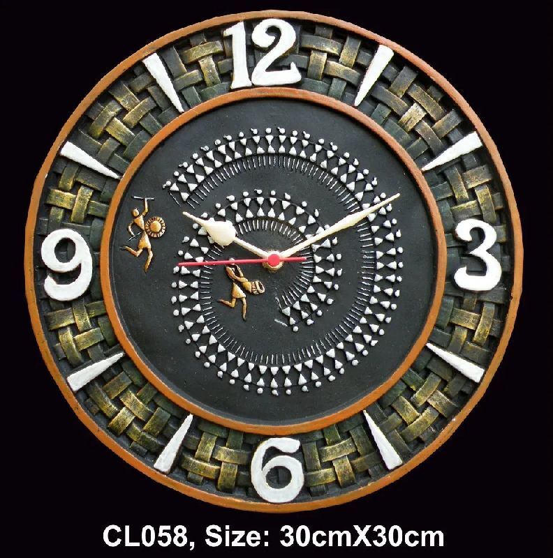 Terracotta Wall Clock, Color : Black